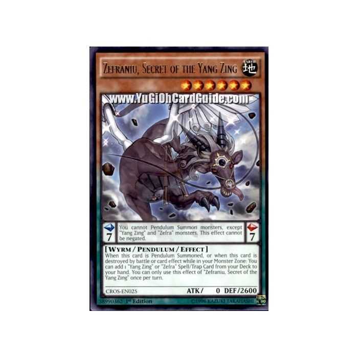 Zefraniu, Secret of the Yang Zing (Rare) – Crossed Souls | Carta YUGIOH en México