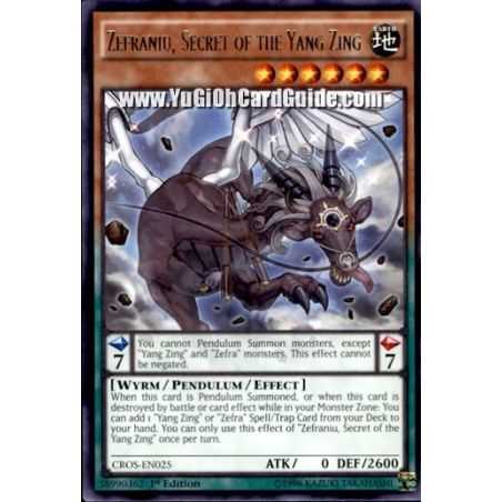 Zefraniu, Secret of the Yang Zing (Rare) – Crossed Souls | Carta YUGIOH en México
