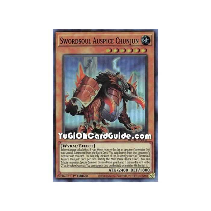 Swordsoul Auspice Chunjun (Super Rare) – Burst of Destiny | Carta YUGIOH en México