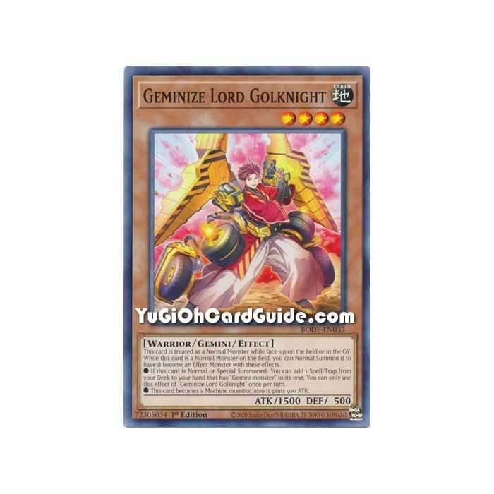Geminize Lord Golknight (Common) – Burst of Destiny | Carta YUGIOH en México