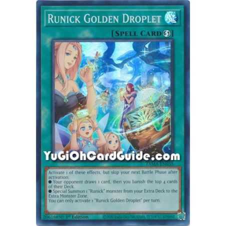 Runick Golden Droplet (Super Rare) – Tactical Masters | Carta YUGIOH en México