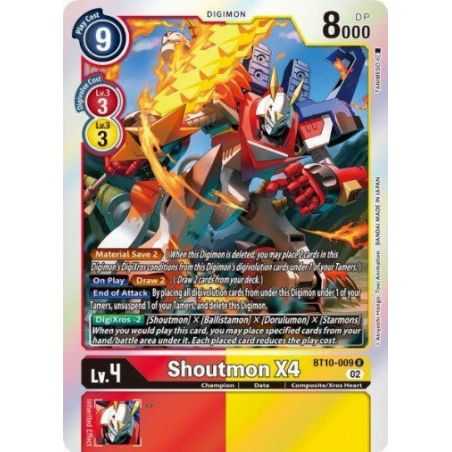 Shoutmon X4 (Rare) – BT10 Xros Encounter | Carta DIGIMON en México