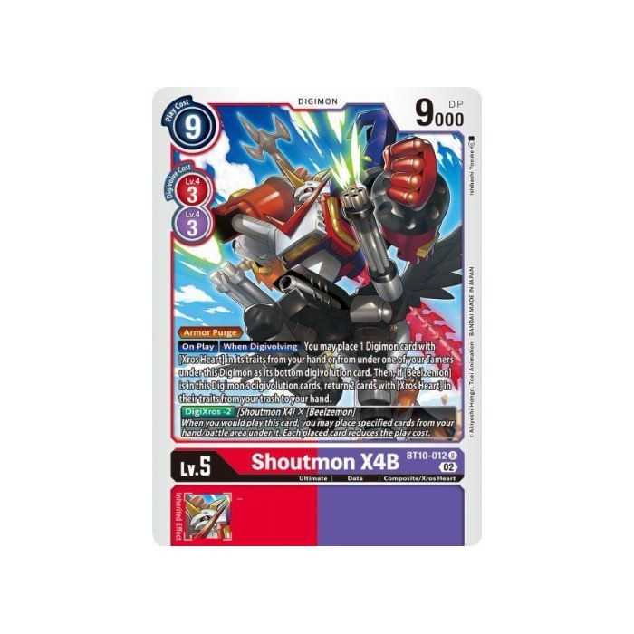 Shoutmon X4B (Uncommon) – BT10 Xros Encounter | Carta DIGIMON en México