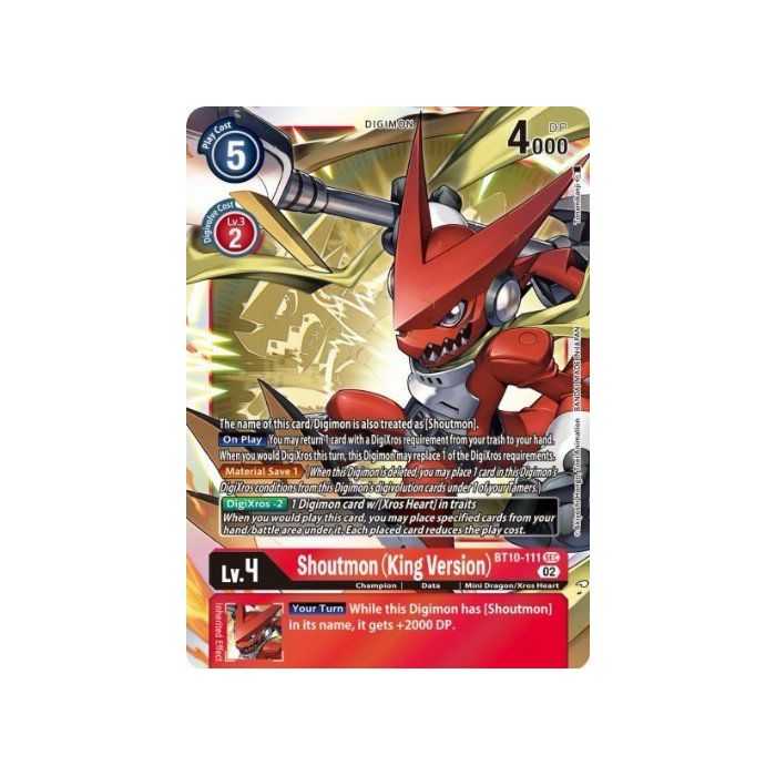 Shoutmon (King Version) (Secret Rare) – BT10 Xros Encounter | Carta DIGIMON en México