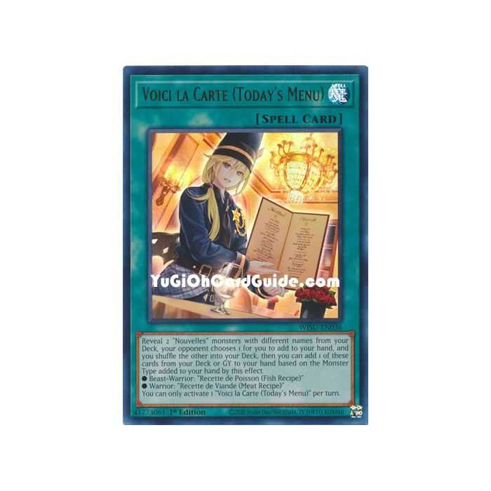 Voici la Carte (Today's Menu) (Ultra Rare) – Wild Survivors | Carta YUGIOH en México