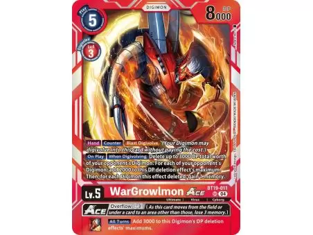WarGrowlmon ACE (Super Rare) – BT19-20 Special Booster 2.5 | Carta DIGIMON en México