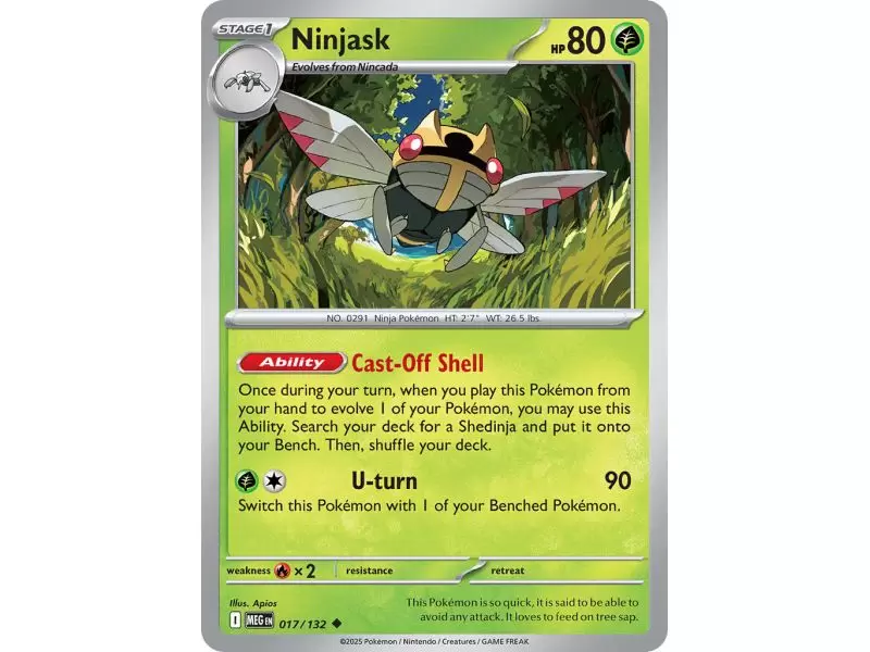 Ninjask (Uncommon/Reverse Holofoil) – ME01 Mega Evolution | Carta POKEMON en México