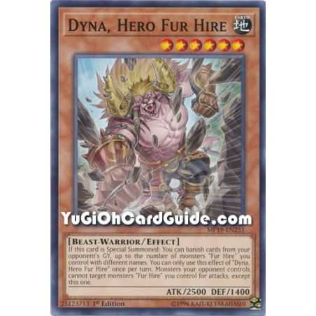 Dyna, Hero Fur Hire (Common) – 2019 Gold Sarcophagus Mega Pack | Carta YUGIOH en México