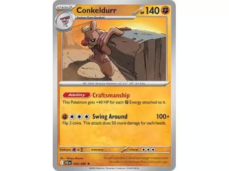Conkeldurr (Rare/Reverse Holofoil) – Black Bolt SV10.5 | Carta POKEMON en México