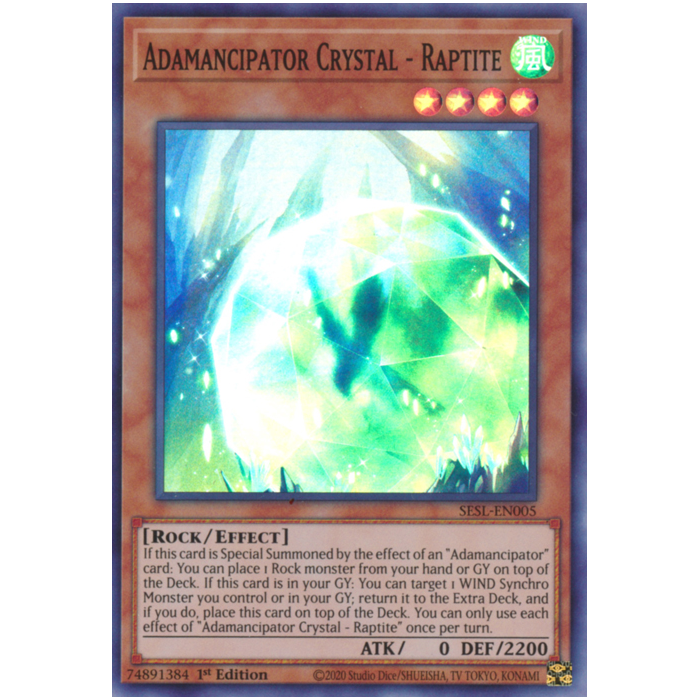 Adamancipator Crystal - Raptite (Super Rare) – Secret Slayers | Carta YUGIOH en México