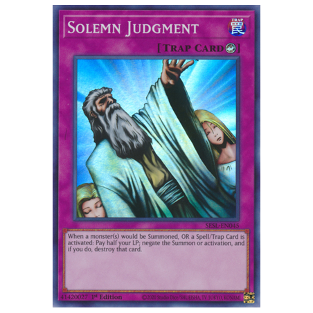 Solemn Judgment (Super Rare) – Secret Slayers | Carta YUGIOH en México
