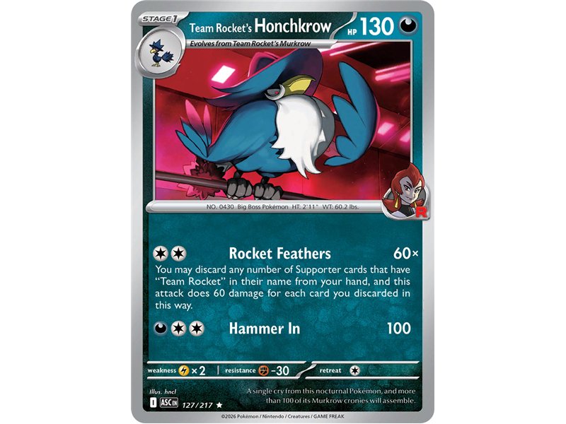 Team Rocket's Honchkrow (Rare/Reverse Holofoil)