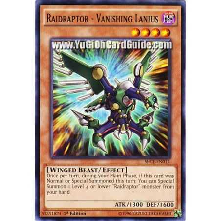 Raidraptor - Vanishing Lanius (Common) – Secrets of Eternity | Carta YUGIOH en México