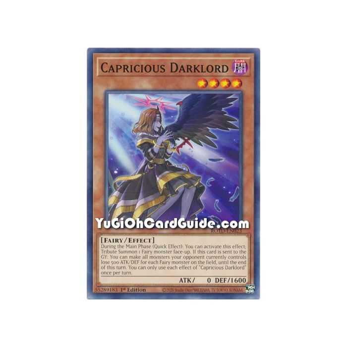 Capricious Darklord (Common) – Rise of the Duelist | Carta YUGIOH en México
