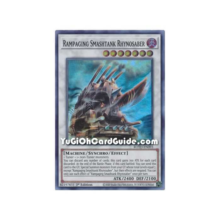 Rampaging Smashtank Rhynosaber (Super Rare) – Rise of the Duelist | Carta YUGIOH en México