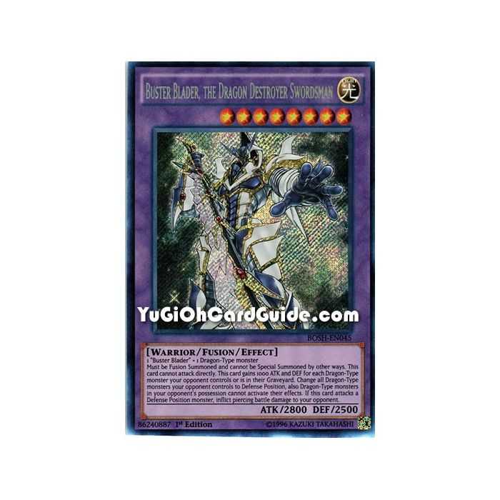 Buster Blader, the Dragon Destroyer Swordsman (Secret Rare) – Breakers of Shadow | Carta YUGIOH en México
