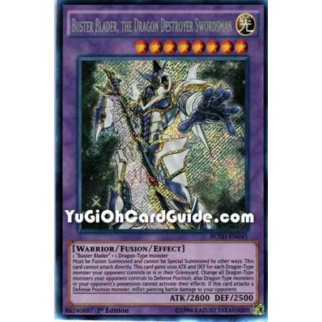 Buster Blader, the Dragon Destroyer Swordsman (Secret Rare) – Breakers of Shadow | Carta YUGIOH en México