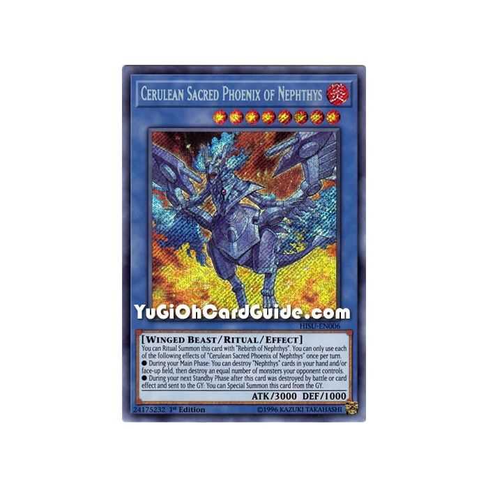 Cerulean Sacred Phoenix of Nephthys (Secret Rare) – Hidden Summoners | Carta YUGIOH en México