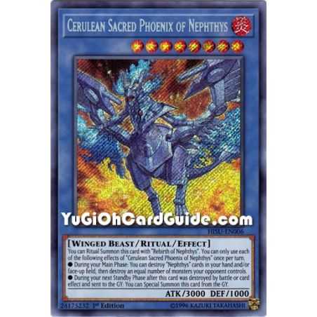 Cerulean Sacred Phoenix of Nephthys (Secret Rare) – Hidden Summoners | Carta YUGIOH en México