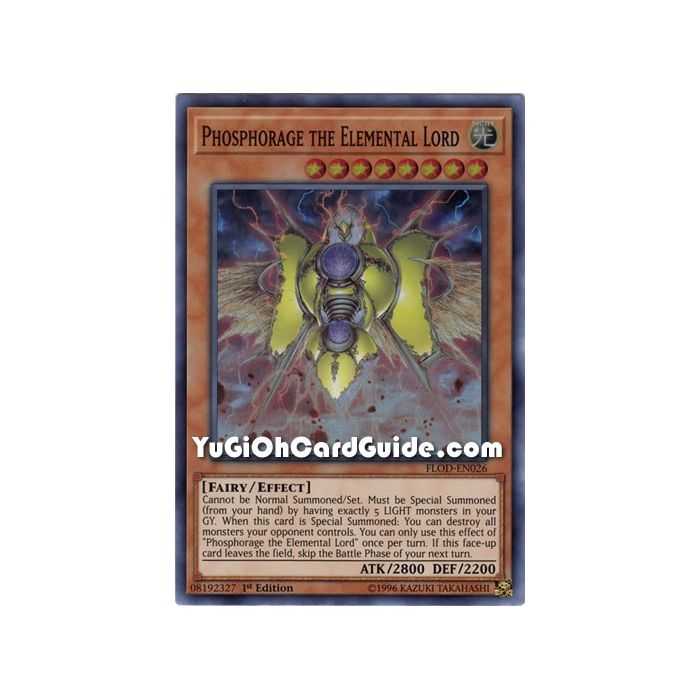 Phosphorage the Elemental Lord (Super Rare) – Flames of Destruction | Carta YUGIOH en México