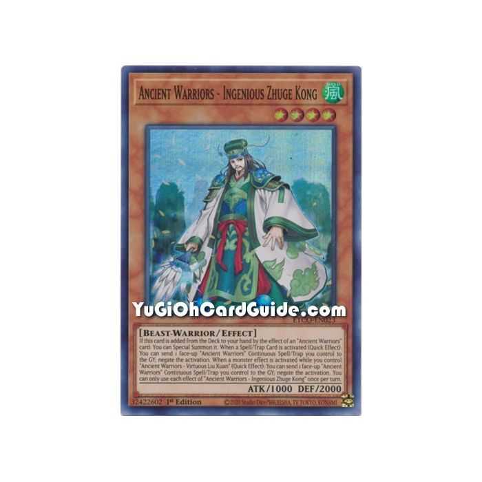 Ancient Warriors - Ingenious Zhuge Kong (Super Rare) – Eternity Code | Carta YUGIOH en México