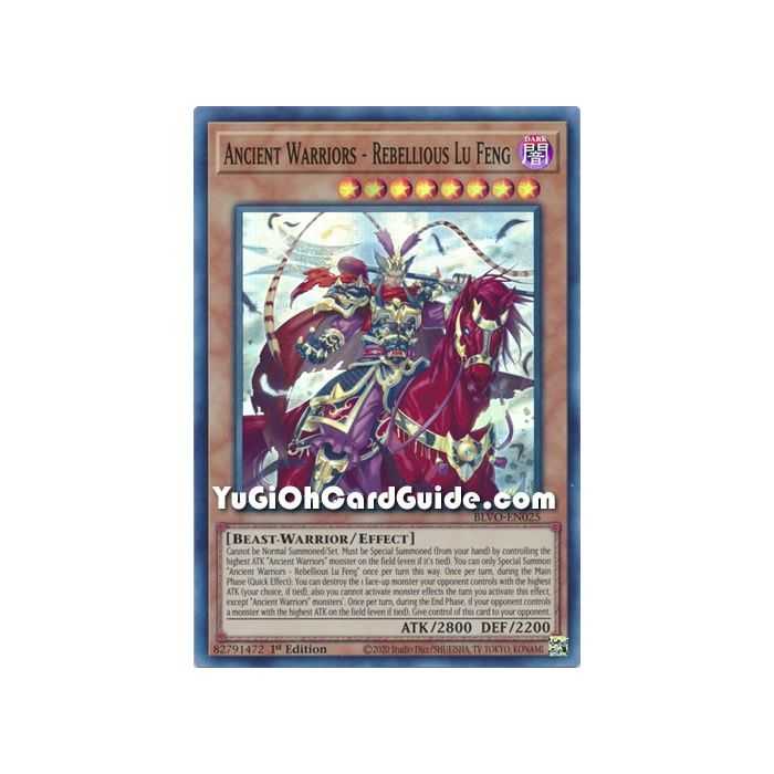 Ancient Warriors - Rebellious Lu Feng (Super Rare) – Blazing Vortex | Carta YUGIOH en México